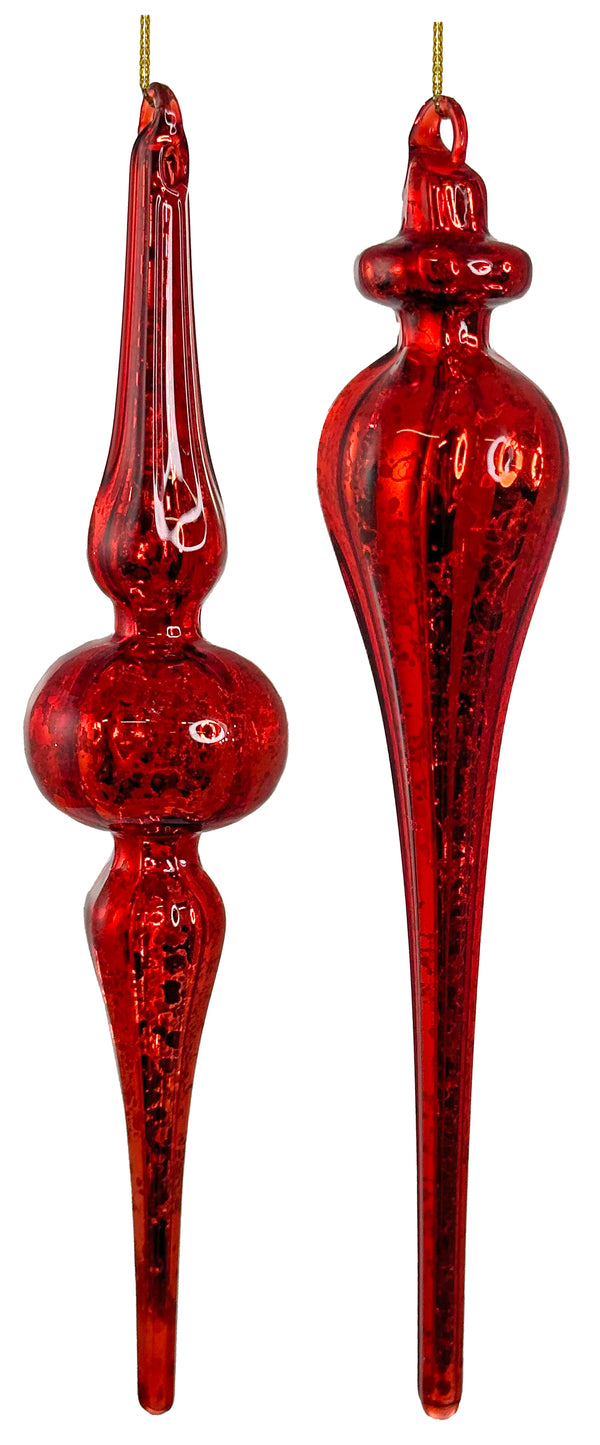 Glass drop antique red mix2 20,5cm