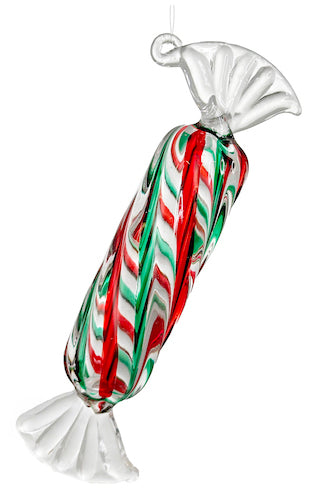 Glass candy clear-red-green 12cm