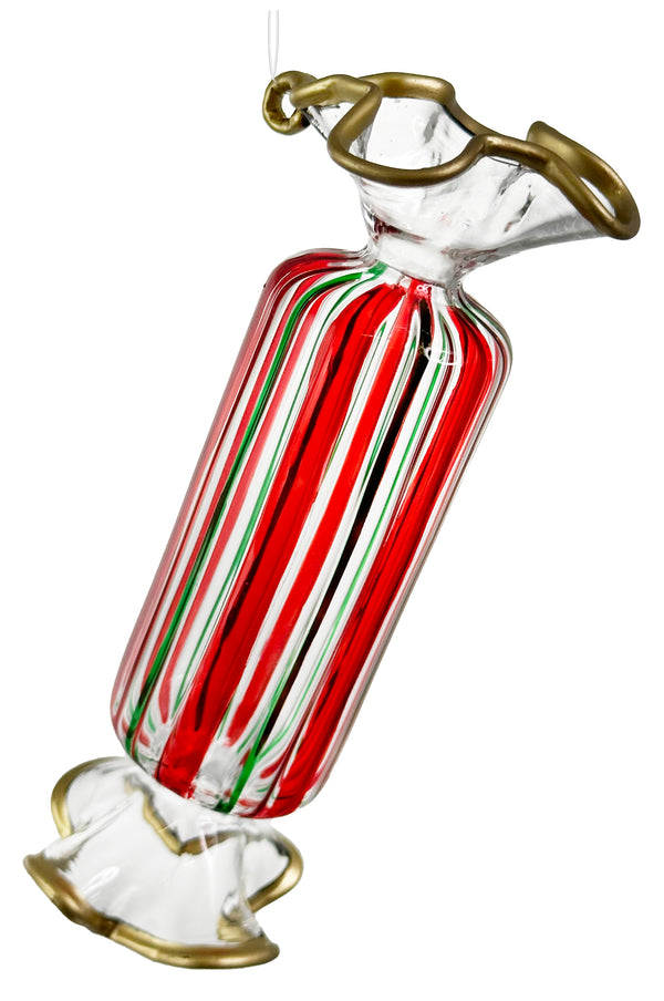 Glass candy clear-red-green 12,5cm