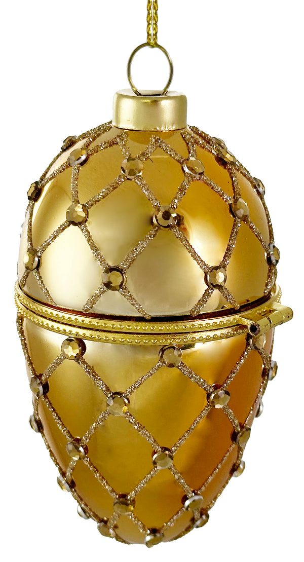 Glass opening egg gold 11cm