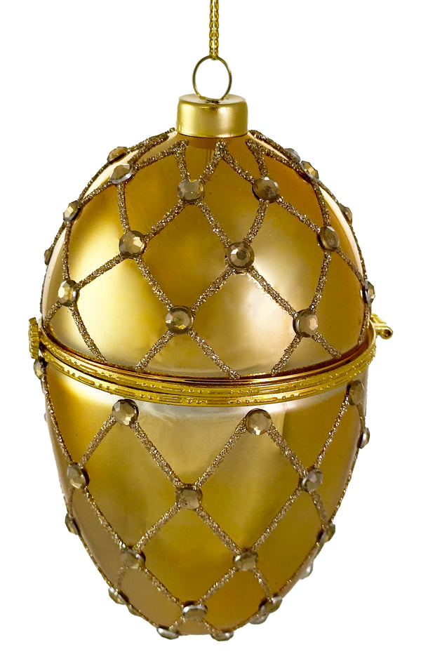 Glass opening egg gold 12,5cm