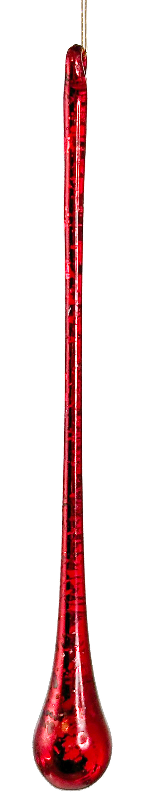 Glass drop antique red 15cm