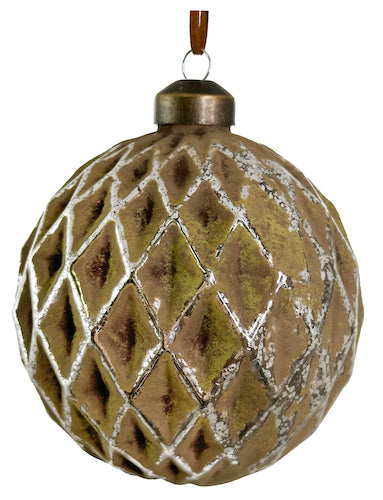 Glass net ball silver green patina 10cm