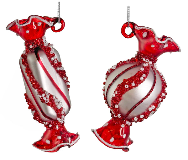 Glass candy silver mat red mix2 10cm