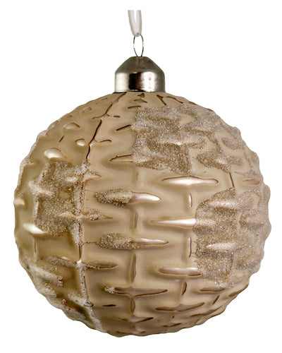 Glass woven ball pearl grey plastered iced 10cm