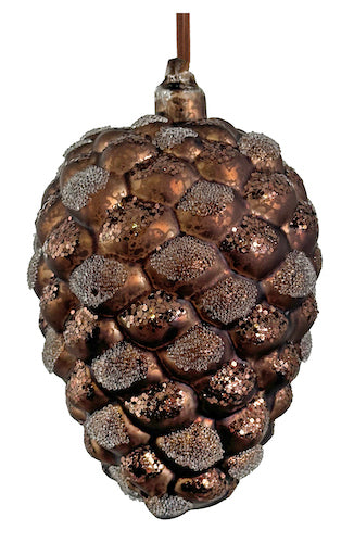 Glass cone antique mat brown partly iced 11,5cm