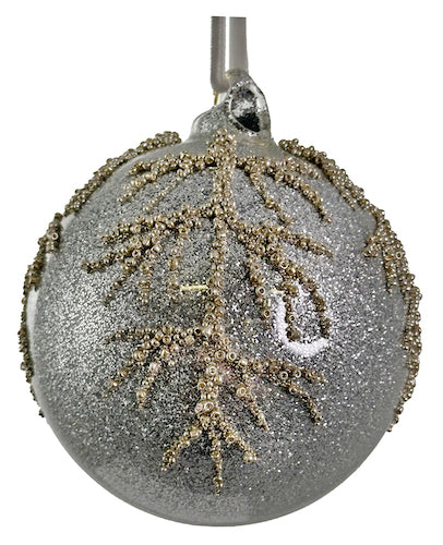 Glass ball silver glitter inside bead branch deco 10cm
