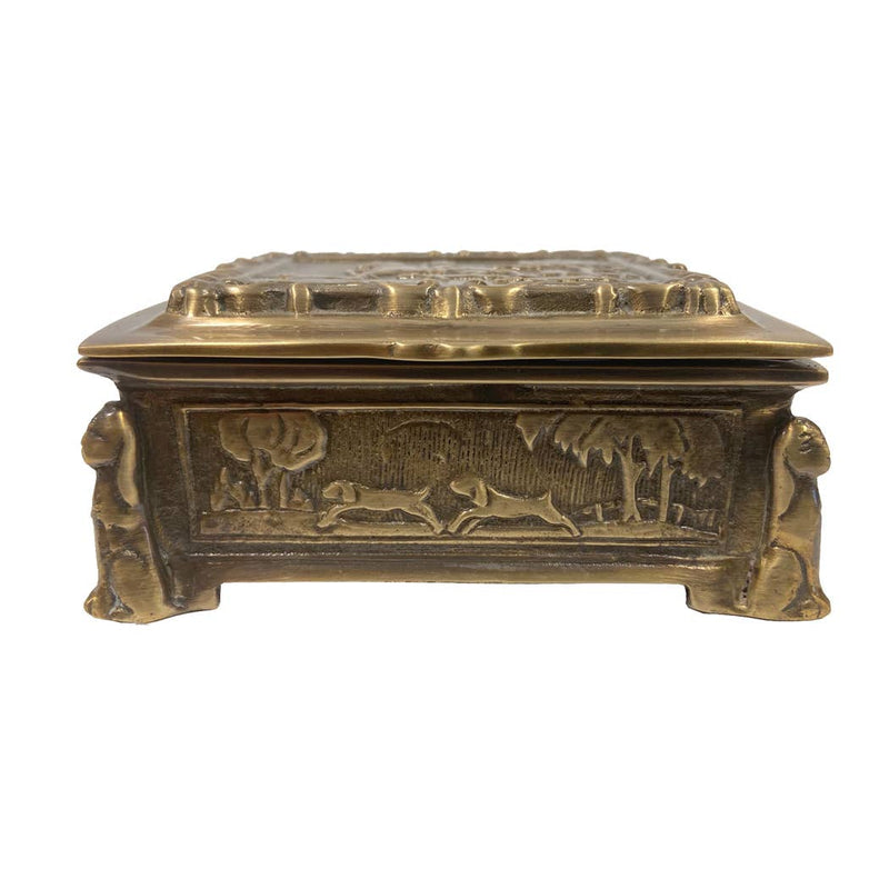 4-1/2" Antiqued Brass Equestrian Trinket Box