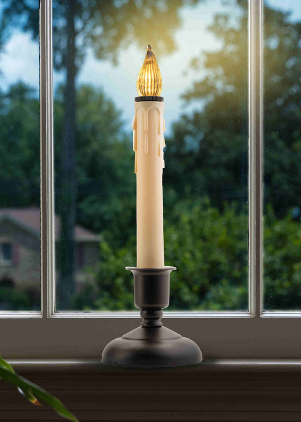 Cape Cod Ant. Bronze Led Battery Op. W/Sensor Window Candle