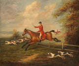 Fox Hunting Scene Framed Oil Painting Print on Canvas