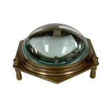 4" Antiqued Brass Hexagonal Dome Desk Magnifier
