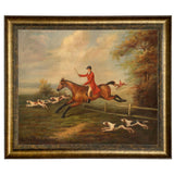 Fox Hunting Scene Framed Oil Painting Print on Canvas