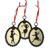 12 Days of Christmas Silhouette Ornaments, Red Ribbon