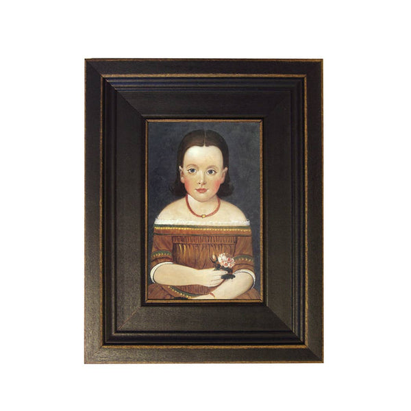 Girl in Brown Dress Framed Oil Painting Print on Canvas