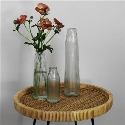 Melba Ribbed Vase, Glass - Lrg