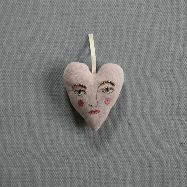 Handsome Heart, lavender & cotton Ornament