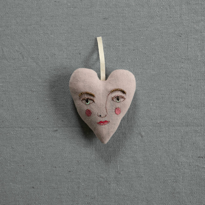 Handsome Heart, lavender & cotton Ornament