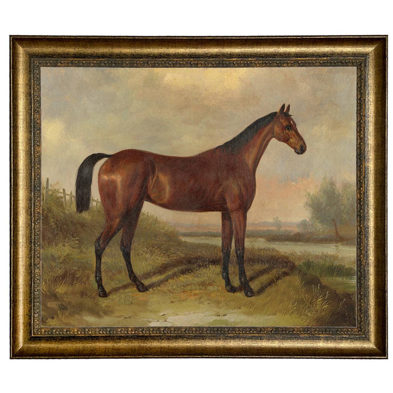 Hunter in a Landscape Framed Oil Painting Print on Canvas