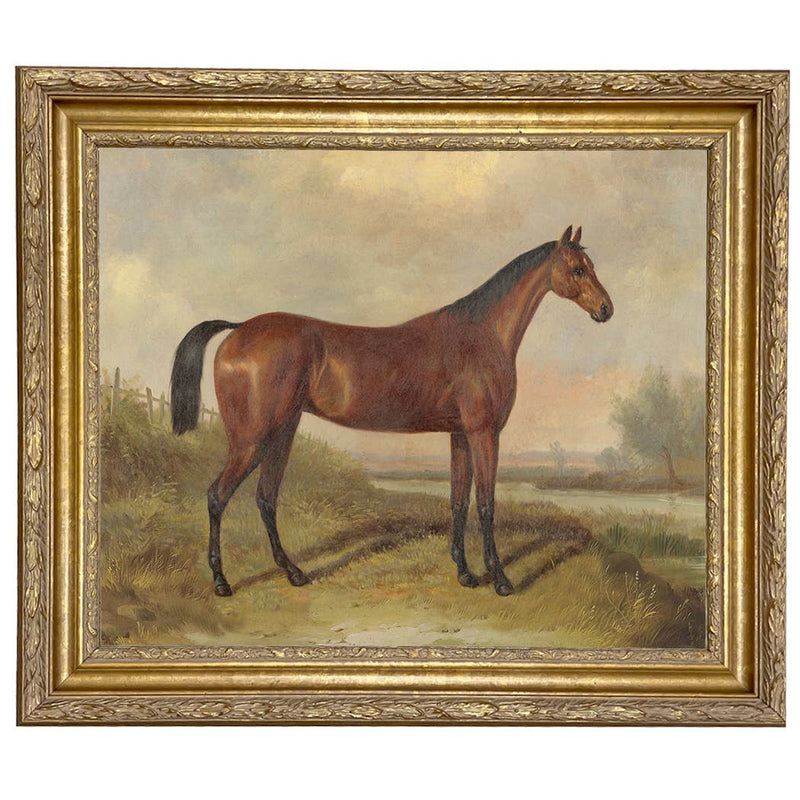 Hunter in a Landscape Framed Oil Painting Print on Canvas