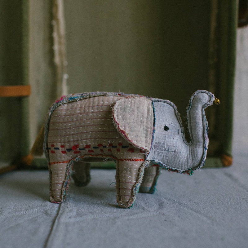 Kantha Baby Elephant - Soft Cotton Art Doll