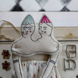 Twins, Cotton Wall Hanging, Art Doll