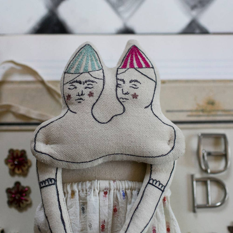 Twins, Cotton Wall Hanging, Art Doll