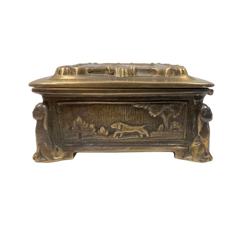 4-1/2" Antiqued Brass Equestrian Trinket Box