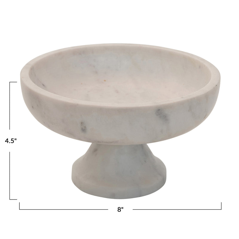 8" Round Marble Footed Bowl