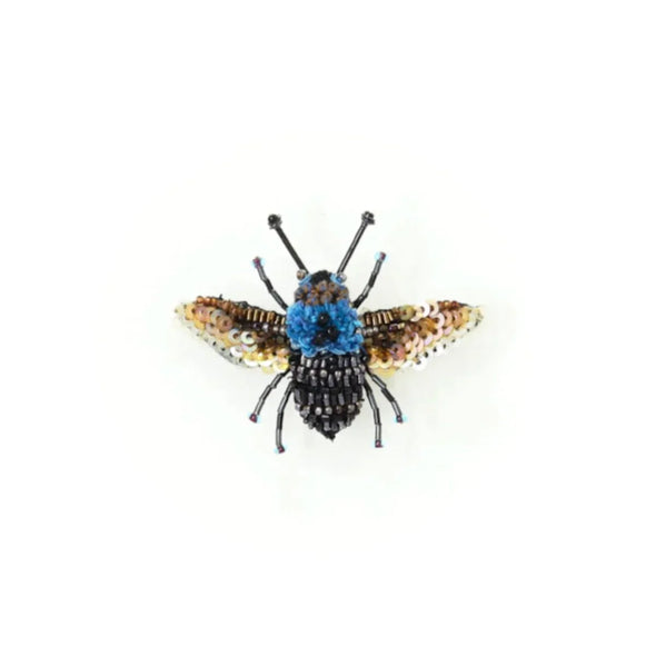 Blue Carpenter Bee Brooch Pin