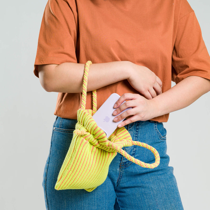 Candy Stripe Mini Tote - SS23-Peach Lime