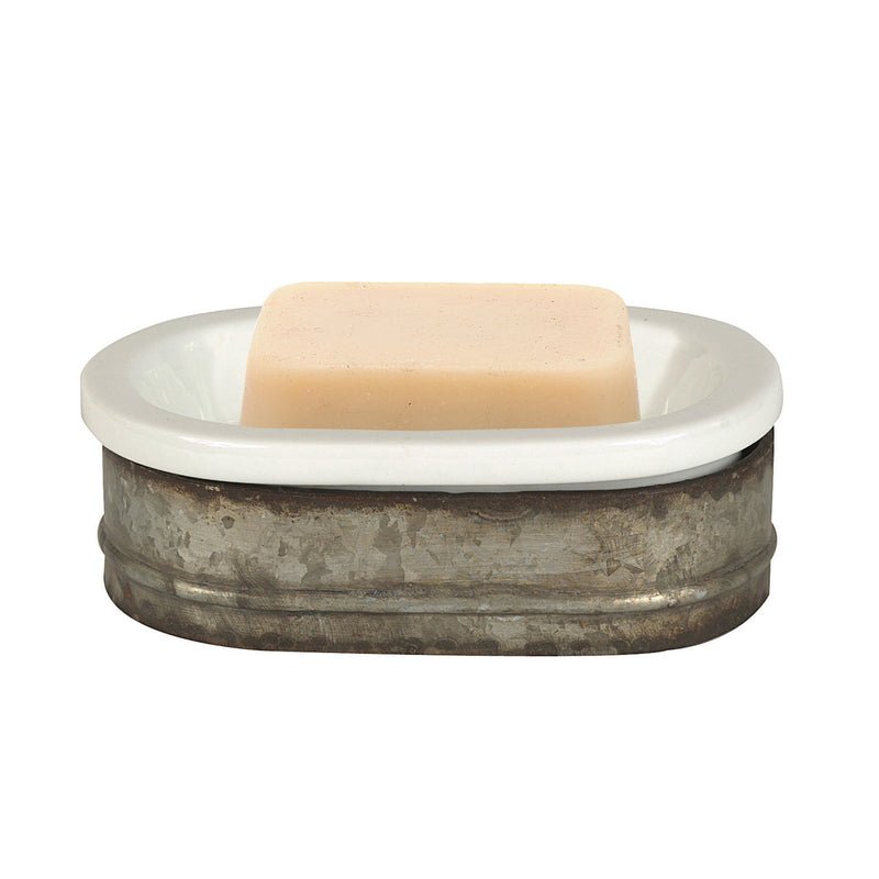 Galvanized Metal & Soapstone Soap dish