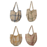 Jute Tote Bag w/ Grid Pattern