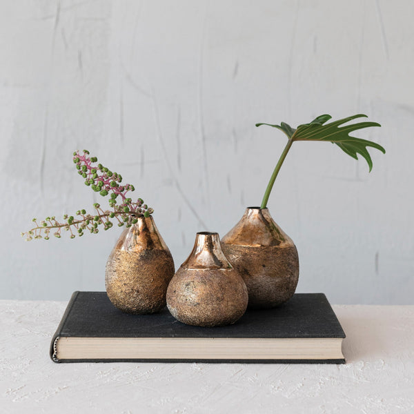 Short Metal Vases