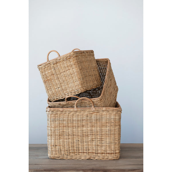 Lrg Rattan Basket Square