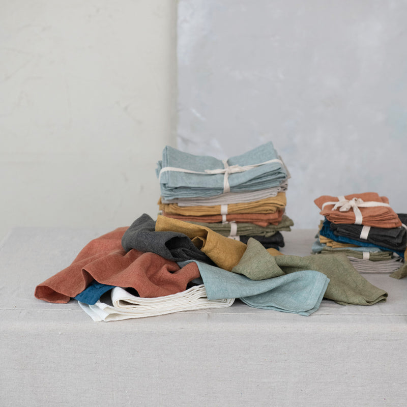 S/4 18" Sq. Stonewashed Linen
