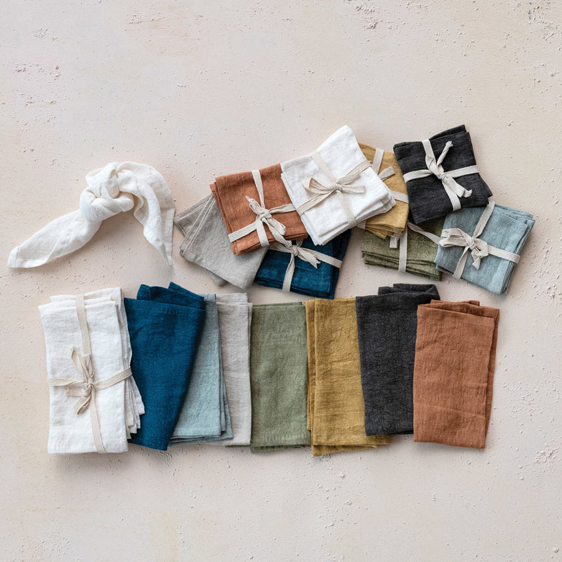 S/4 18" Sq. Stonewashed Linen