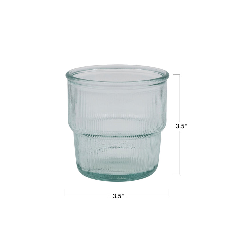 3 1/2" Glass Ribbed Stackable