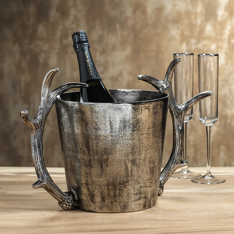 Large Ice Bucket / Wine Cooler with Antler Handles