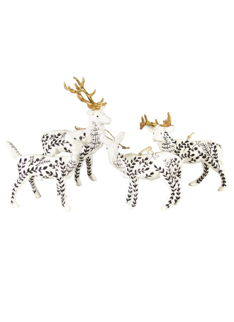 MOONLIT DEER-4 AST WHT W/BLK ACCENT -