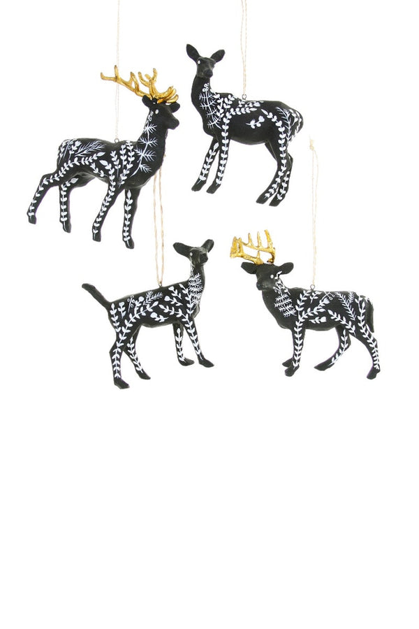 MOONLIT DEER 4 ASST-BLK W/WHT ACCENT -