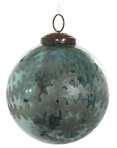 Glass ball aqua cutted 10cm