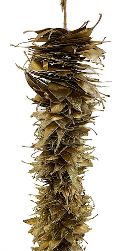Leaves garland gold with glitter 100cm