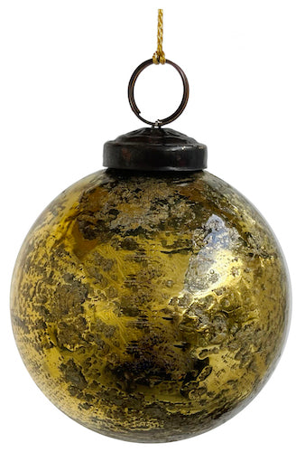 Glass ball shiny antique gold 7,5cm
