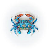 Ornate Blue Crab Brooch Pin