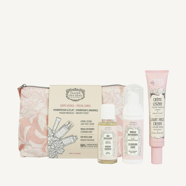 Peony Travel Pouch ( Light face Cream, make up remover, Cleansing Foam)
