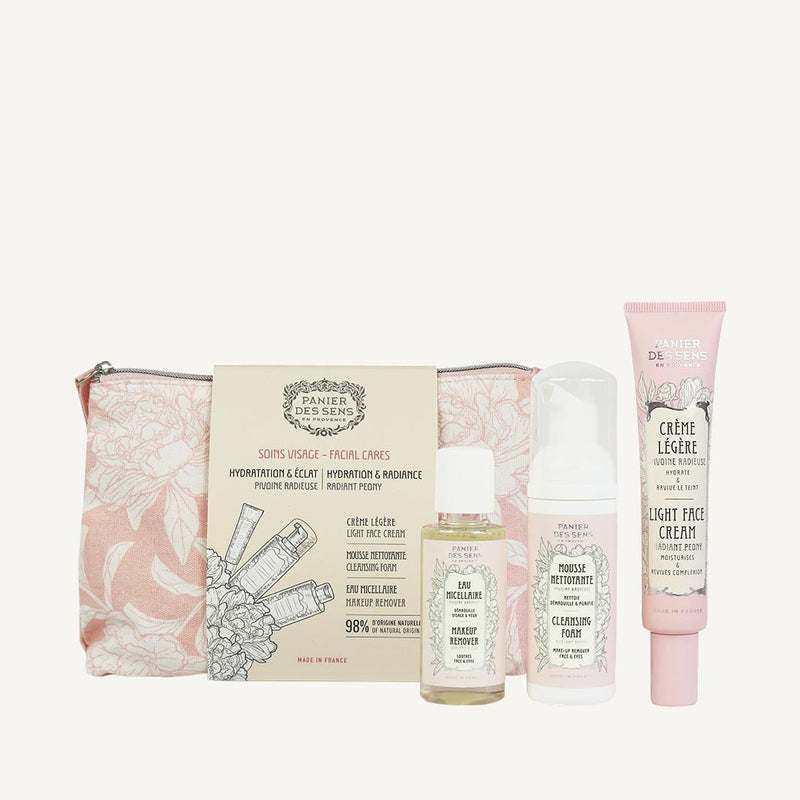 Peony Travel Pouch ( Light face Cream, make up remover, Cleansing Foam)