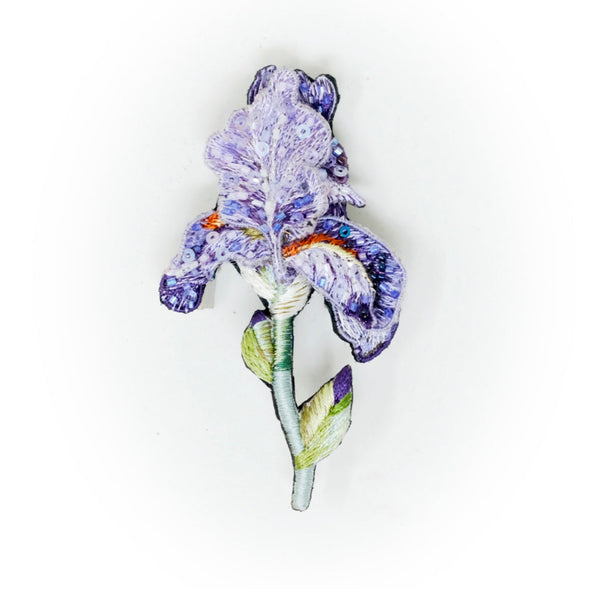 Purple Bearded Iris Brooch Pin