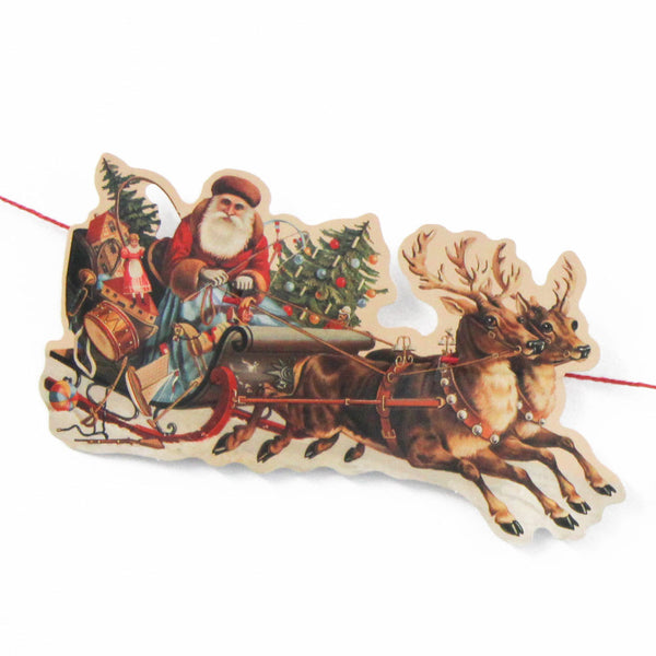 Santa Sleigh and Reindeer Garland