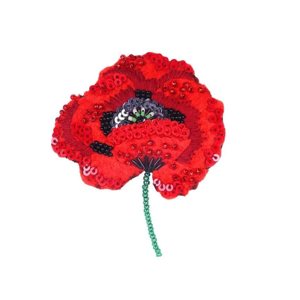 Red Poppy Brooch Pin