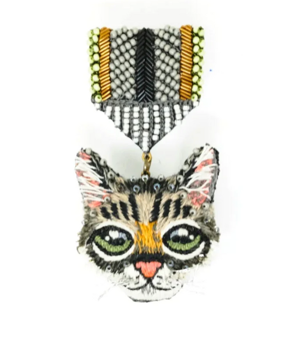 Cat Honor Medal Brooch Pin